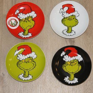 DR SUESS THE GRINCH WHO STOLE CHRISTMAS ASST 6" APPETIZER PLATES SET OF 4 NEW